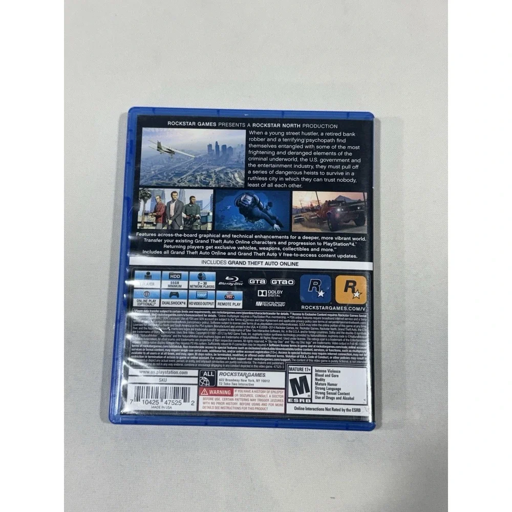 Grand Theft Auto‎ V Sony Playstation PS4 Complete CIB w/ Manual & Map